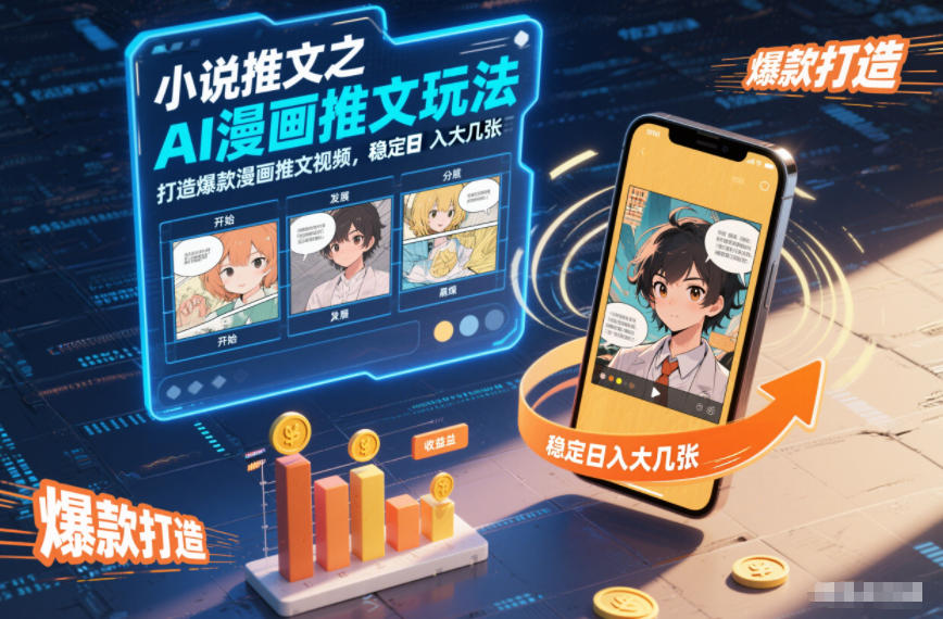 小说推文之AI漫画推文玩法,打造爆款漫画推文视频,稳定日入大几张-知行阁轻创网-分享网络赚钱项目-全网首发副业项目实操平台-副业创业项目网