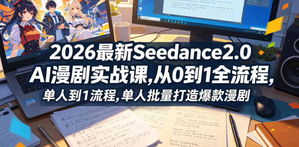 2026最新Seedance2.0 AI漫剧实战课,，从0到1全流程，单人批量打造爆款漫剧-知行阁轻创网-分享网络赚钱项目-全网首发副业项目实操平台-副业创业项目网