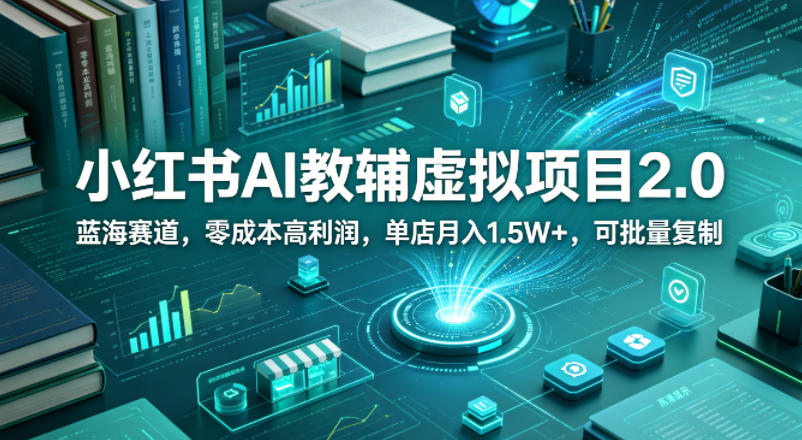 小红书AI教辅虚拟项目2.0，蓝海赛道，零成本高利润，单店月入1.5W+，可批量复制-知行阁轻创网-分享网络赚钱项目-全网首发副业项目实操平台-副业创业项目网