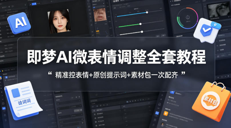 即梦AI微表情调整全套教程，精准控表情+原创提示词+素材包一次配齐-知行阁轻创网-分享网络赚钱项目-全网首发副业项目实操平台-副业创业项目网