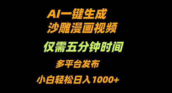 （16320期）AI一键生成沙雕动漫视频，只需5分钟，小白轻松日入1000+-知行阁轻创网-分享网络赚钱项目-全网首发副业项目实操平台-副业创业项目网