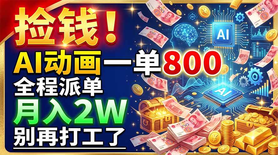 (19330期)捡钱!AI动画一单800,全程派单,月入2W,别再打工了-知行阁轻创网-分享网络赚钱项目-全网首发副业项目实操平台-副业创业项目网
