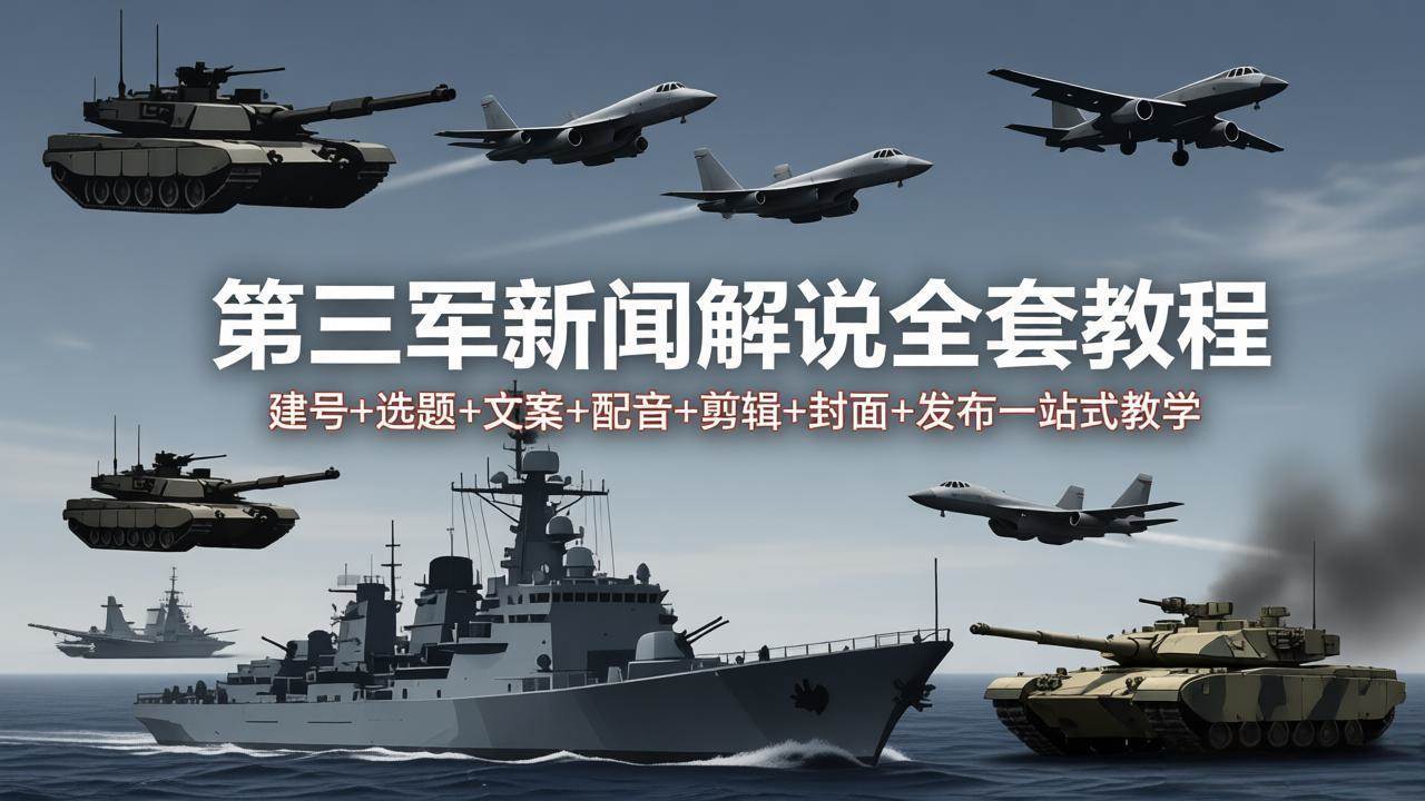 （18081期）第三军迷新闻解说全套教程：建号+选题+文案+配音+剪辑+封面+发布一站式教学-知行阁轻创网-分享网络赚钱项目-全网首发副业项目实操平台-副业创业项目网