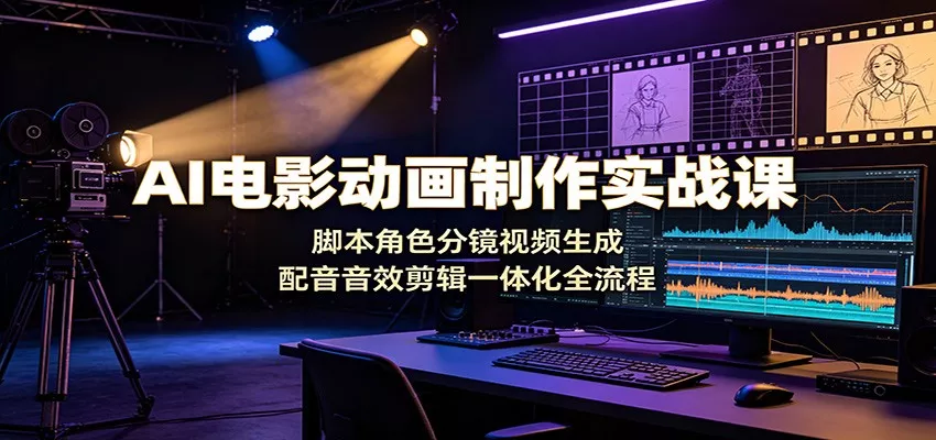 AI电影动画制作实战课：脚本角色分镜视频生成，配音音效剪辑一体化全流程-知行阁轻创网-分享网络赚钱项目-全网首发副业项目实操平台-副业创业项目网