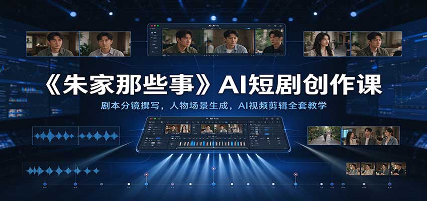 《朱家那些事》AI短剧创作课：剧本分镜撰写，人物场景生成，AI视频剪辑全套教学-知行阁轻创网-分享网络赚钱项目-全网首发副业项目实操平台-副业创业项目网