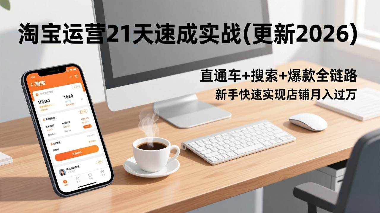 （17201期）淘宝运营21天速成实战(更新2026)，直通车+搜索+爆款全链路，新手快速实现店铺月入过万-知行阁轻创网-分享网络赚钱项目-全网首发副业项目实操平台-副业创业项目网