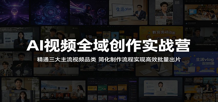 AI视频全域创作实战营：精通三大主流视频品类，简化制作流程实现高效批量出片-知行阁轻创网-分享网络赚钱项目-全网首发副业项目实操平台-副业创业项目网