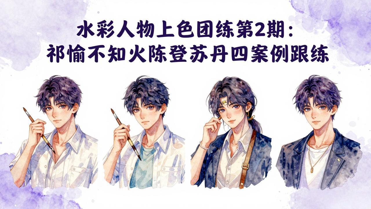 水彩人物上色团练第2期：祁煜不知火陈登苏丹四案例跟练，手把手提升绘画能力-知行阁轻创网-分享网络赚钱项目-全网首发副业项目实操平台-副业创业项目网