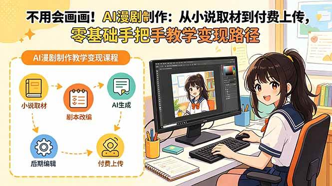 （18439期）不用会画画！AI漫剧制作：从小说取材到付费上传，零基础手把手教学变现路径-知行阁轻创网-分享网络赚钱项目-全网首发副业项目实操平台-副业创业项目网