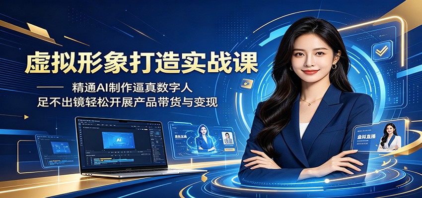 虚拟形象打造实战课：精通AI制作逼真数字人，足不出镜轻松开展产品带货与变现-知行阁轻创网-分享网络赚钱项目-全网首发副业项目实操平台-副业创业项目网