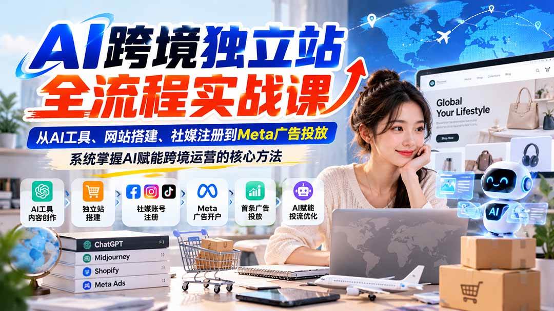 (21056期)AI跨境独立站全流程实战课:从AI工具、网站搭建、社媒注册到Meta广告投放,系统掌握AI赋能跨境运营的核心方法 (21056期)AI跨境独立站全流程实战课:从AI工具、网站搭建、社媒注册到Meta广告投放,系统掌握AI赋能跨境运营的核心方法