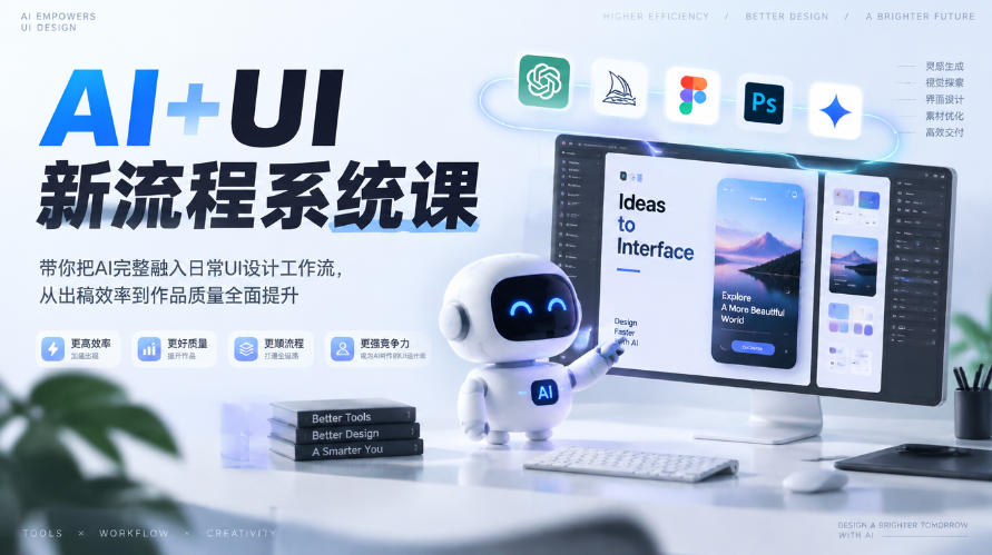 【无水印】AI+UI新流程系统课，带你把AI完整融入日常UI设计工作流，从出稿效率到作品质量全面提升（2026第4期）-知行阁轻创网-分享网络赚钱项目-全网首发副业项目实操平台-副业创业项目网