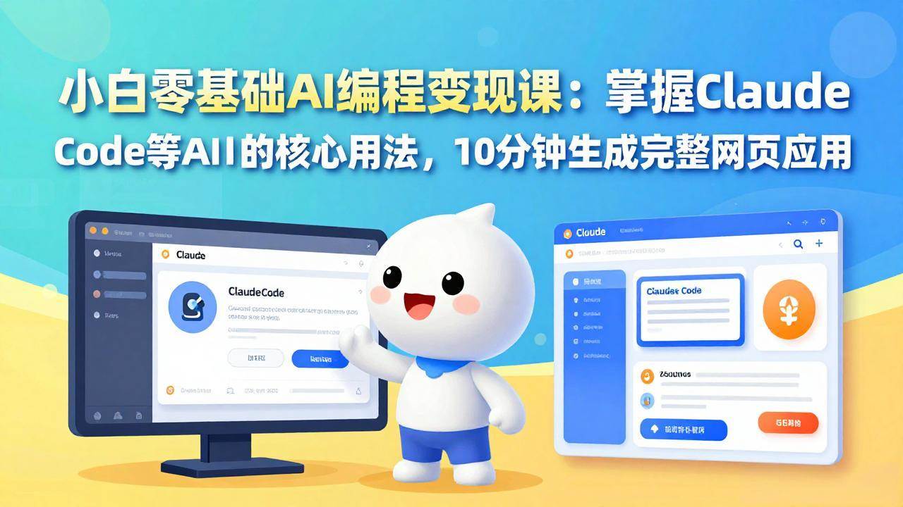 （17562期）小白零基础AI编程变现课：掌握Claude Code等AI工具的核心用法，10分钟生成完整网页应用-知行阁轻创网-分享网络赚钱项目-全网首发副业项目实操平台-副业创业项目网