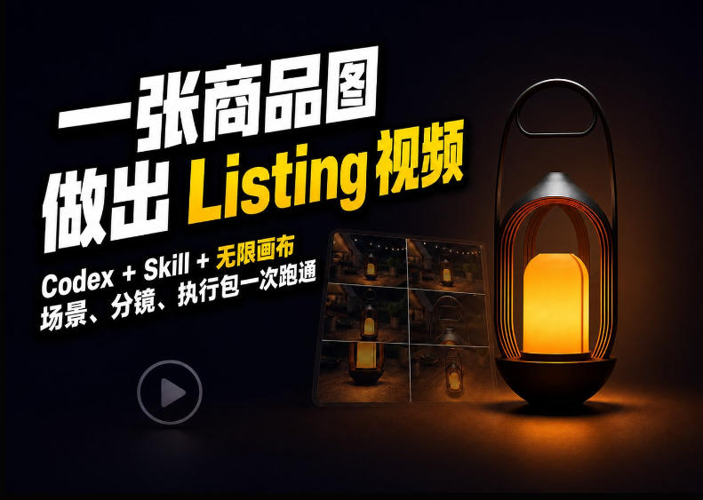 Codex+无限画布，把一张商品图变成可执行的Amazon Listing视频-知行阁轻创网-分享网络赚钱项目-全网首发副业项目实操平台-副业创业项目网