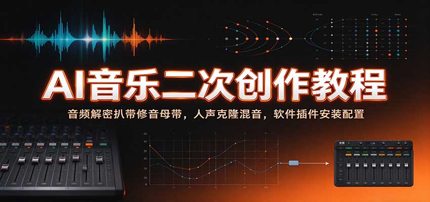 AI音乐二次创作教程：音频解密扒带修音母带，人声克隆混音，软件插件安装配置-知行阁轻创网-分享网络赚钱项目-全网首发副业项目实操平台-副业创业项目网