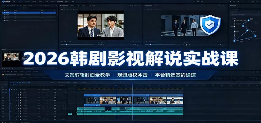 2026韩剧影视解说实战课:文案剪辑封面全教学,规避版权冲击平台精选签约通道-知行阁轻创网-分享网络赚钱项目-全网首发副业项目实操平台-副业创业项目网