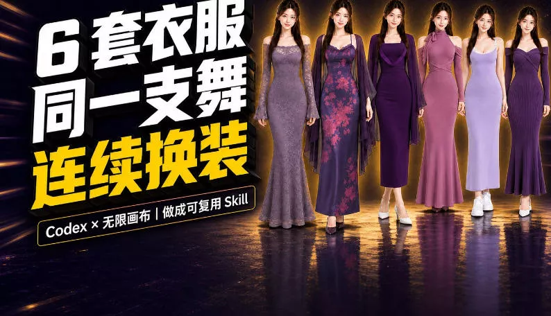 同一支舞，6套衣服按顺序切换：我把服装换装视频做成了一个Skill-知行阁轻创网-分享网络赚钱项目-全网首发副业项目实操平台-副业创业项目网