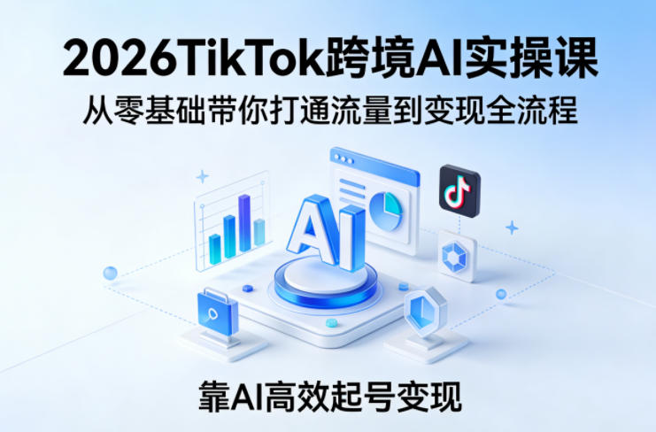 2026TikTok跨境AI实操课，从零基础带你打通流量到变现全流程，靠AI高效起号变现-知行阁轻创网-分享网络赚钱项目-全网首发副业项目实操平台-副业创业项目网