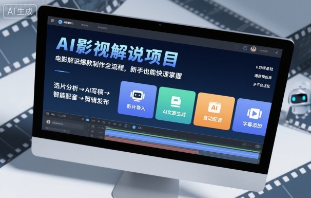 AI影视解说项目，电影解说爆款制作全流程，新手也能快速掌握-知行阁轻创网-分享网络赚钱项目-全网首发副业项目实操平台-副业创业项目网