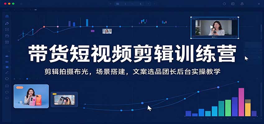 带货短视频剪辑训练营：剪辑拍摄布光，场景搭建，文案选品团长后台实操教学-知行阁轻创网-分享网络赚钱项目-全网首发副业项目实操平台-副业创业项目网