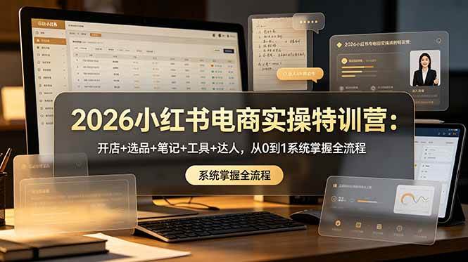 （18978期）2026小红书电商实操特训营：开店+选品+笔记+工具+达人，从0到1系统掌握全流程-知行阁轻创网-分享网络赚钱项目-全网首发副业项目实操平台-副业创业项目网