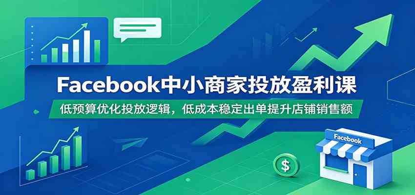 Facebook中小商家投放盈利课：低预算优化投放逻辑，低成本稳定出单提升店铺销售额-知行阁轻创网-分享网络赚钱项目-全网首发副业项目实操平台-副业创业项目网