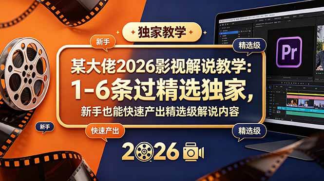 (18946期)某大佬2026影视解说教学:1-6条过精选独家,新手也能快速产出精选级解说内容-知行阁轻创网-分享网络赚钱项目-全网首发副业项目实操平台-副业创业项目网
