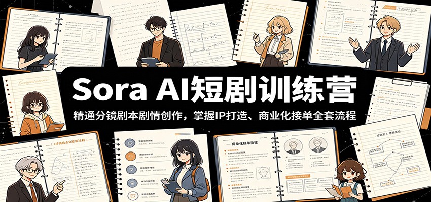 Sora AI短剧训练营：精通分镜剧本剧情创作，掌握IP打造、商业化接单全套流程-知行阁轻创网-分享网络赚钱项目-全网首发副业项目实操平台-副业创业项目网