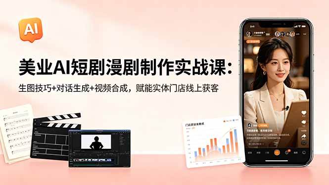 （18536期）美业AI短剧漫剧制作实战课：生图技巧+对话生成+视频合成，赋能实体门店线上获客-知行阁轻创网-分享网络赚钱项目-全网首发副业项目实操平台-副业创业项目网