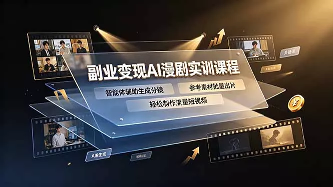 副业变现AI漫剧实训课程，智能体辅助生成分镜，参考素材批量出片，轻松制作流量短视频-知行阁轻创网-分享网络赚钱项目-全网首发副业项目实操平台-副业创业项目网