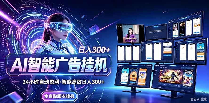 （20964期）24小时AI广告挂机｜在家就能做的被动副业-知行阁轻创网-分享网络赚钱项目-全网首发副业项目实操平台-副业创业项目网