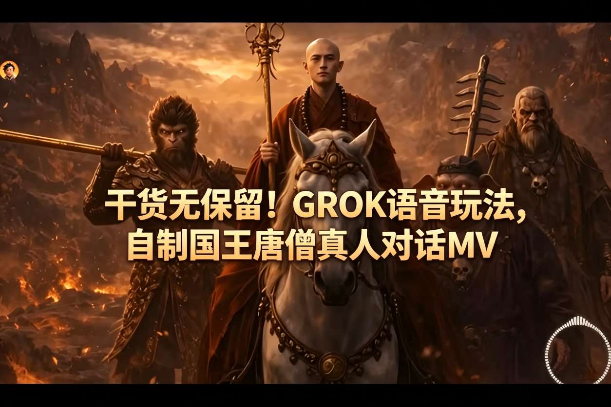 干货无保留！GROK语音玩法，自制国王唐僧真人对话MV-知行阁轻创网-分享网络赚钱项目-全网首发副业项目实操平台-副业创业项目网
