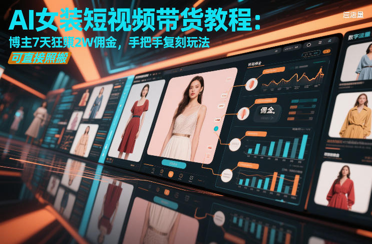AI女装短视频带货教程：博主7天狂賺2W佣金，手把手复刻玩法，可直接照搬-知行阁轻创网-分享网络赚钱项目-全网首发副业项目实操平台-副业创业项目网