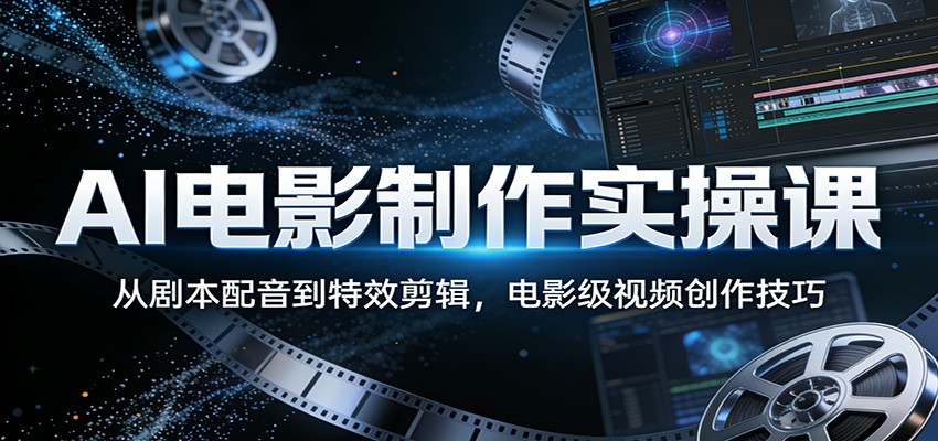 AI电影制作实操课:从剧本配音到特效剪辑,电影级视频创作技巧-知行阁轻创网-分享网络赚钱项目-全网首发副业项目实操平台-副业创业项目网