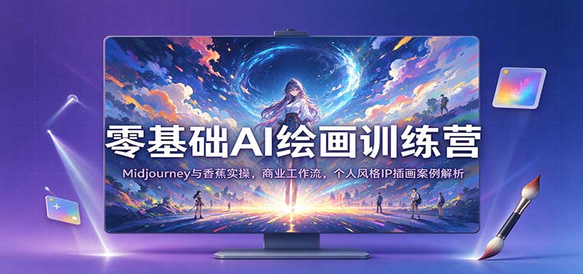 零基础AI绘画训练营：Midjourney与香蕉实操，商业工作流，个人风格IP插画案例解析-知行阁轻创网-分享网络赚钱项目-全网首发副业项目实操平台-副业创业项目网