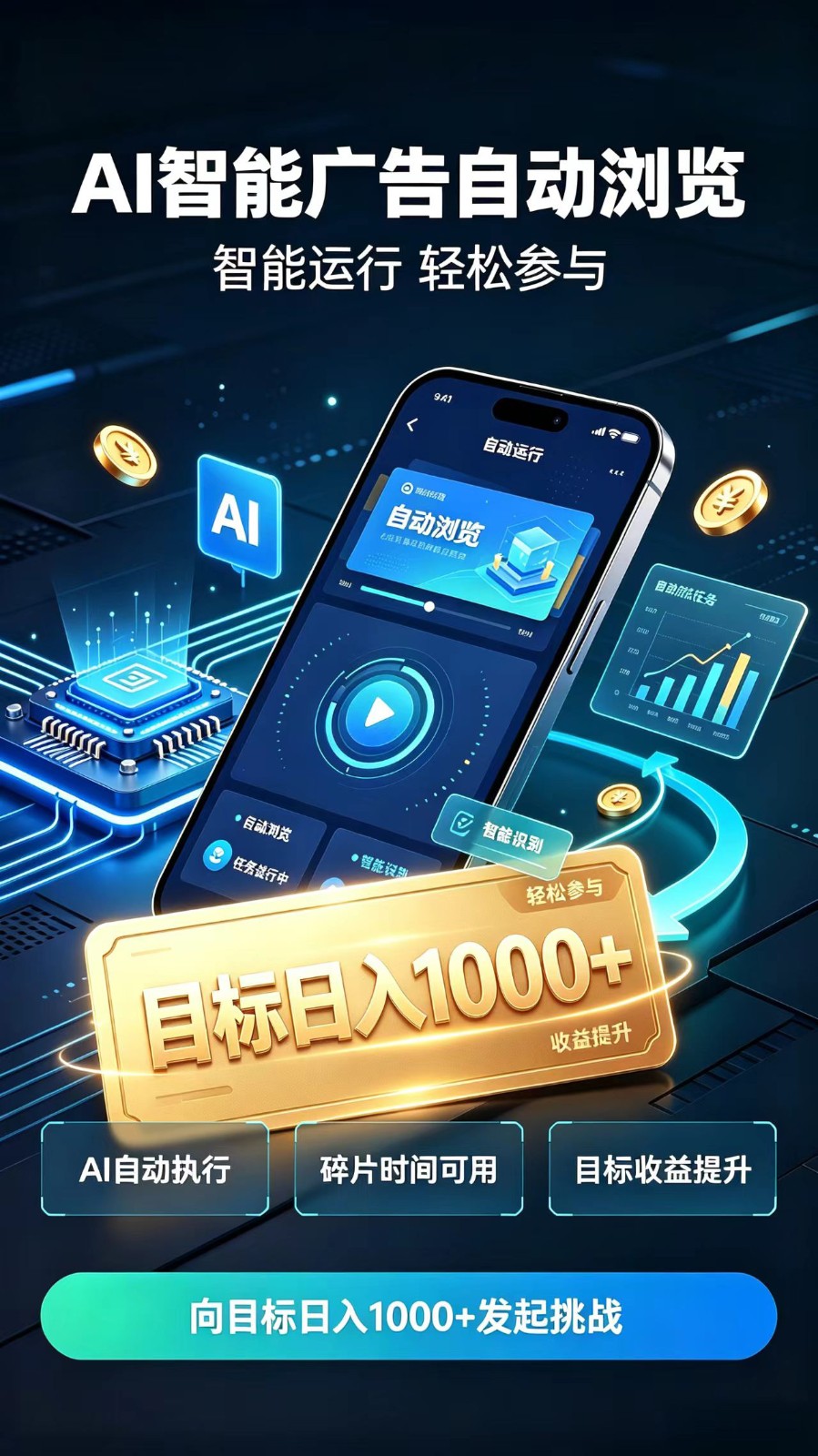 AI智能广告自动浏览项目，轻量操作稳定收益，低门槛自动挂机，闲暇时间轻松赚取收益-知行阁轻创网-分享网络赚钱项目-全网首发副业项目实操平台-副业创业项目网