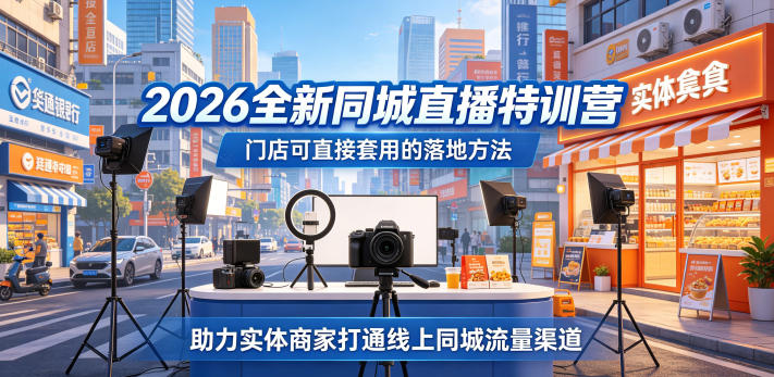 2026全新同城直播特训营，门店可直接套用的落地方法，助力实体商家打通线上同城流量渠道-知行阁轻创网-分享网络赚钱项目-全网首发副业项目实操平台-副业创业项目网
