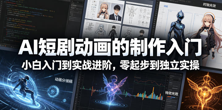 AI短剧动画的制作入门，小白入门到实战进阶，零起步到独立实操-知行阁轻创网-分享网络赚钱项目-全网首发副业项目实操平台-副业创业项目网