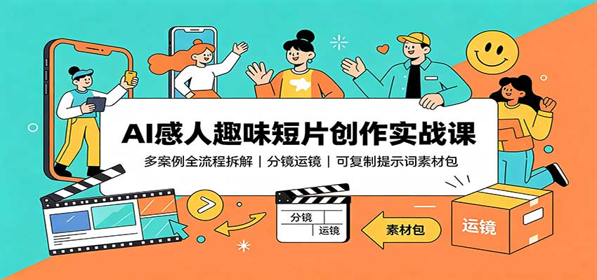 AI感人趣味短片创作实战课：多案例全流程拆解，分镜运镜，可复制提示词素材包-知行阁轻创网-分享网络赚钱项目-全网首发副业项目实操平台-副业创业项目网