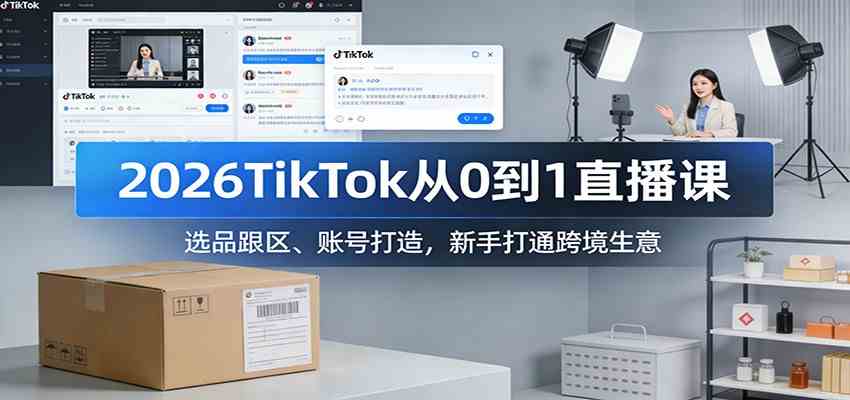 2026TikTok从0到1直播课：选品跟区、账号打造，新手打通跨境生意-知行阁轻创网-分享网络赚钱项目-全网首发副业项目实操平台-副业创业项目网