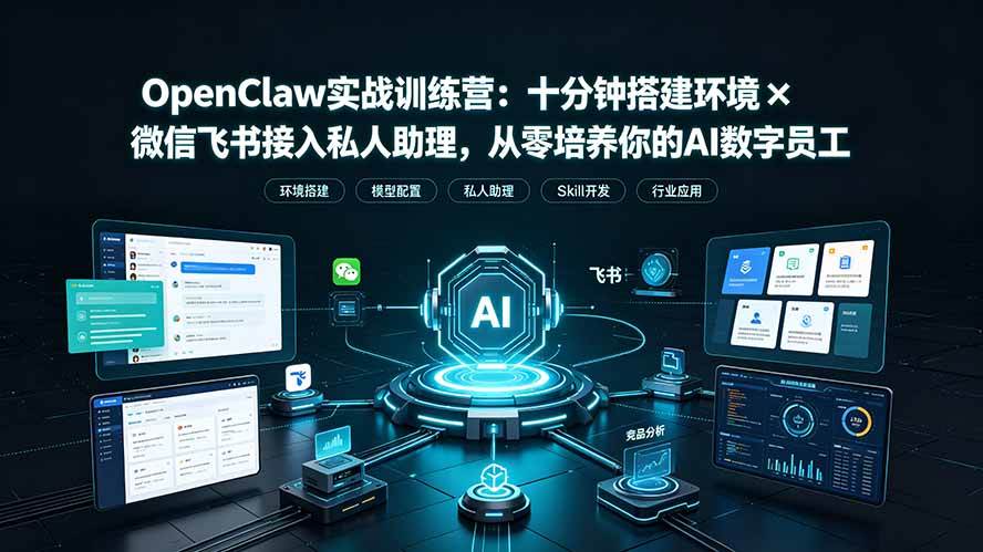 （19287期）OpenClaw实战特训营：十分钟搭建环境×微信飞书接入私人助理，从零培养你的AI数字员工-知行阁轻创网-分享网络赚钱项目-全网首发副业项目实操平台-副业创业项目网