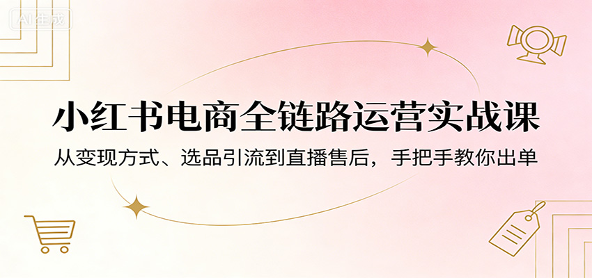 小红书电商全链路运营实战课:从变现方式、选品引流到直播售后,手把手教你出单 小红书电商全链路运营实战课:从变现方式、选品引流到直播售后,手把手教你出单