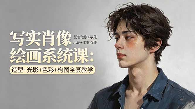 写实肖像绘画系统课：造型+光影+色彩+构图全套教学，配套笔刷+示范+作业点评-知行阁轻创网-分享网络赚钱项目-全网首发副业项目实操平台-副业创业项目网