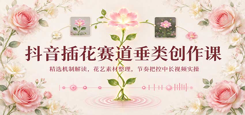 抖音插花赛道垂类创作课：精选机制解读，花艺素材整理，节奏把控中长视频实操-知行阁轻创网-分享网络赚钱项目-全网首发副业项目实操平台-副业创业项目网