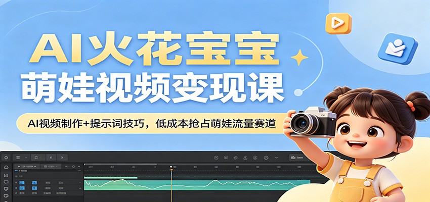 AI火花宝宝萌娃视频变现课：AI视频制作+提示词技巧，低成本抢占萌娃流量赛道-知行阁轻创网-分享网络赚钱项目-全网首发副业项目实操平台-副业创业项目网