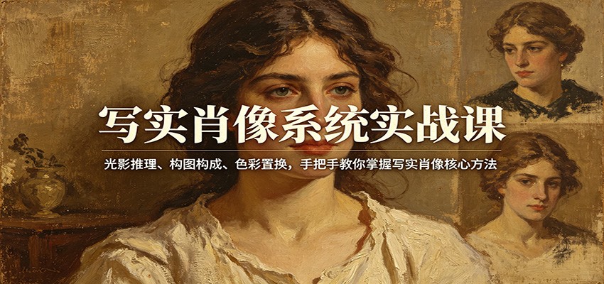 写实肖像系统实战课：光影推理、构图构成、色彩置换，手把手教你掌握写实肖像核心方法-知行阁轻创网-分享网络赚钱项目-全网首发副业项目实操平台-副业创业项目网