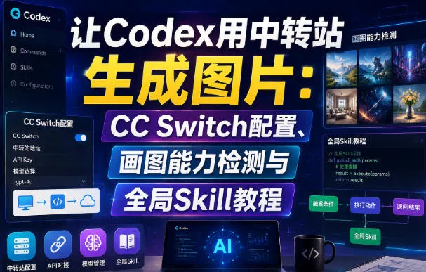 让Codex用中转站生成图片:CC Switch配置、画图能力检测与全局Skill教程-知行阁轻创网-分享网络赚钱项目-全网首发副业项目实操平台-副业创业项目网
