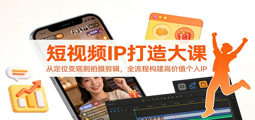 短视频IP打造大课：从定位变现到拍摄剪辑，全流程构建高价值个人IP-知行阁轻创网-分享网络赚钱项目-全网首发副业项目实操平台-副业创业项目网