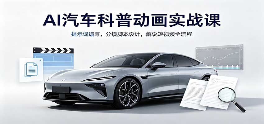 AI汽车科普动画实战课:提示词编写,分镜脚本设计,解说短视频全流程-知行阁轻创网-分享网络赚钱项目-全网首发副业项目实操平台-副业创业项目网