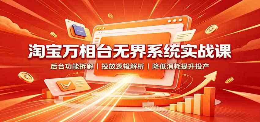 淘宝万相台无界系统实战课：后台功能拆解，投放逻辑解析，降低消耗提升投产-知行阁轻创网-分享网络赚钱项目-全网首发副业项目实操平台-副业创业项目网